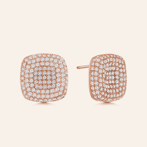 "Uptown Girl" 2.8ctw Micro-Pave Indented Square Post Earrings