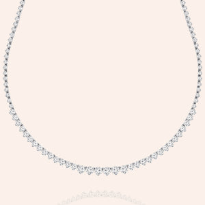 "Unforgettable" 13.5CTW  Graduated Round Cut Stones Princess Setting Infinity Necklace - Includes Extender - Silver