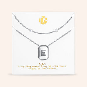 "Twin Token" Set of Two Initial Plate & Station Layering Necklaces