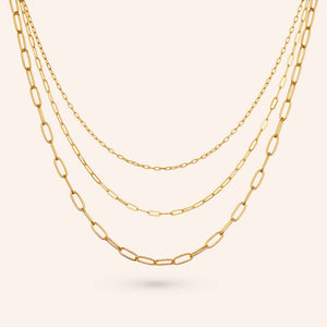 "Cassandra" Clip Chain Triple Strand Layered Necklace