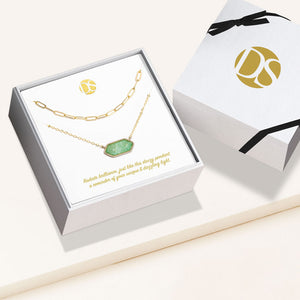 The Montana Duo Genuine Druzy Stone Pendant and Clip Chain Necklace Set