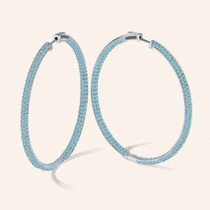 “The Grand” Silver Plated Pave Crystal Inside-outside Hoop Earrings