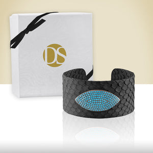 "Exotic Confidence" Micro-Pave  Genuine Leather Adjustable Cuff