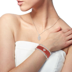 "Love Wins" Genuine Leather Magnetic Closure Charm Bracelet - Rose Gold / Peach