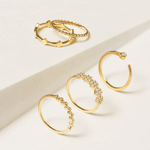 "Suits me Perfectly"  010CTW Set of 5  Stackable Rings - Gold