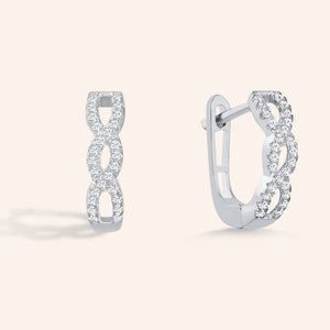"Forever" 0.8ctw Pave Infinity Huggie Earrings -Silver