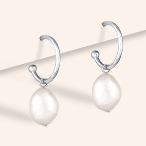 "Strada"  Baroque Freshwater Pearl Hoop Earrings