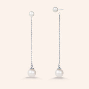 "Pure Magic" Freshwater Pearls Linear Drop Earrings
