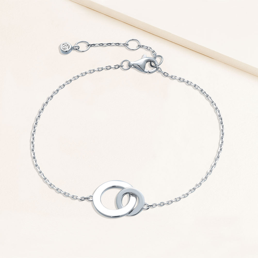 "Inseparable" Sterling Silver Interlocking Circles Bracelet
