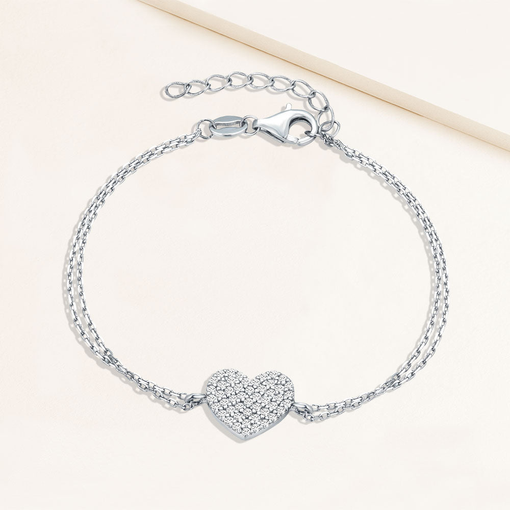 "With all my Love" 1.6CTW Pave Heart Bracelet