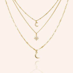 "Over the Stars" 0.8CTW Pave Charms Layered Necklace