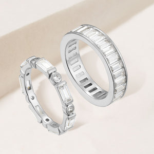 "You Complete Me" Set of Two 6.9CTW Baguette Eternity Band Rings