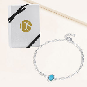 "Bayside" Oval Cut Turquoise Clip Chain Bracelet