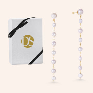 "Cici" Station Freshwater Pearls Dangling Earrings