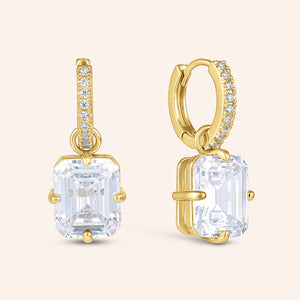 "The Monarch" 6.4CTW Emerald Cut Pave Dangling Earrings