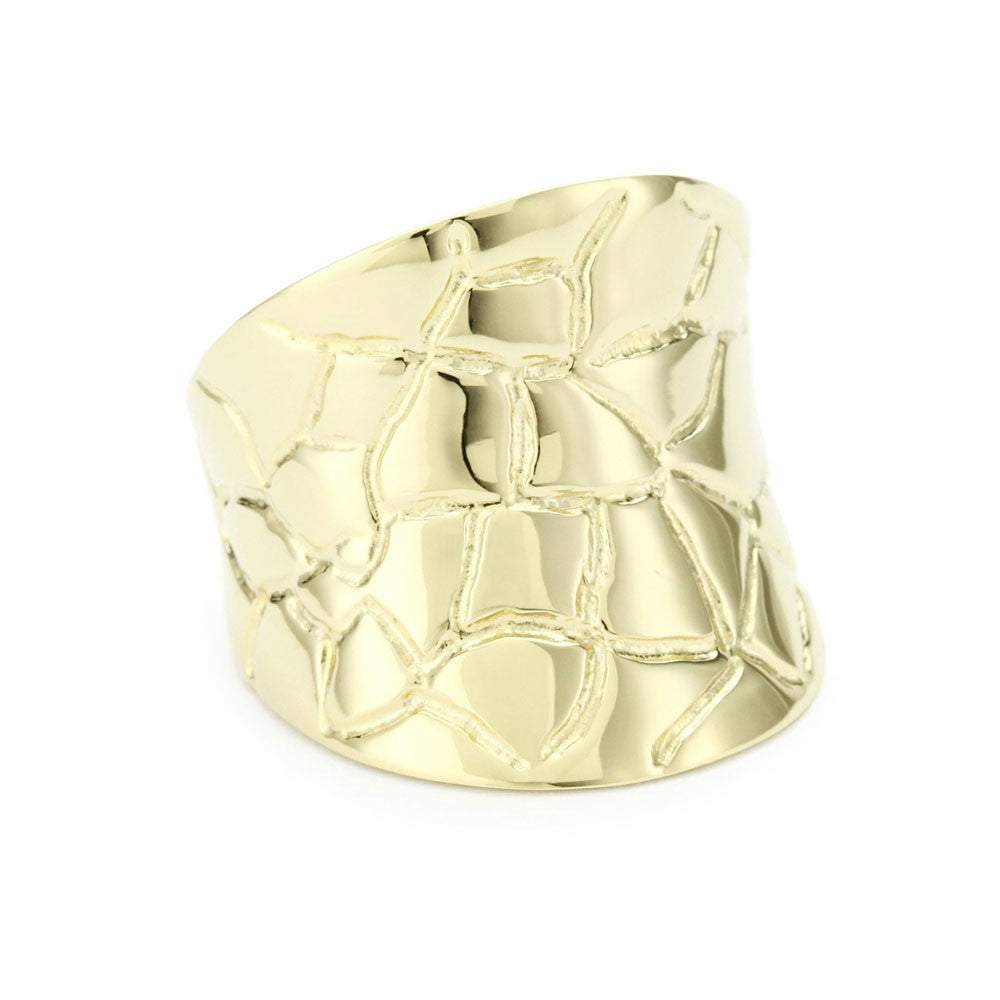 18K Yg Plated Sterling Silver, Concave  Ring
