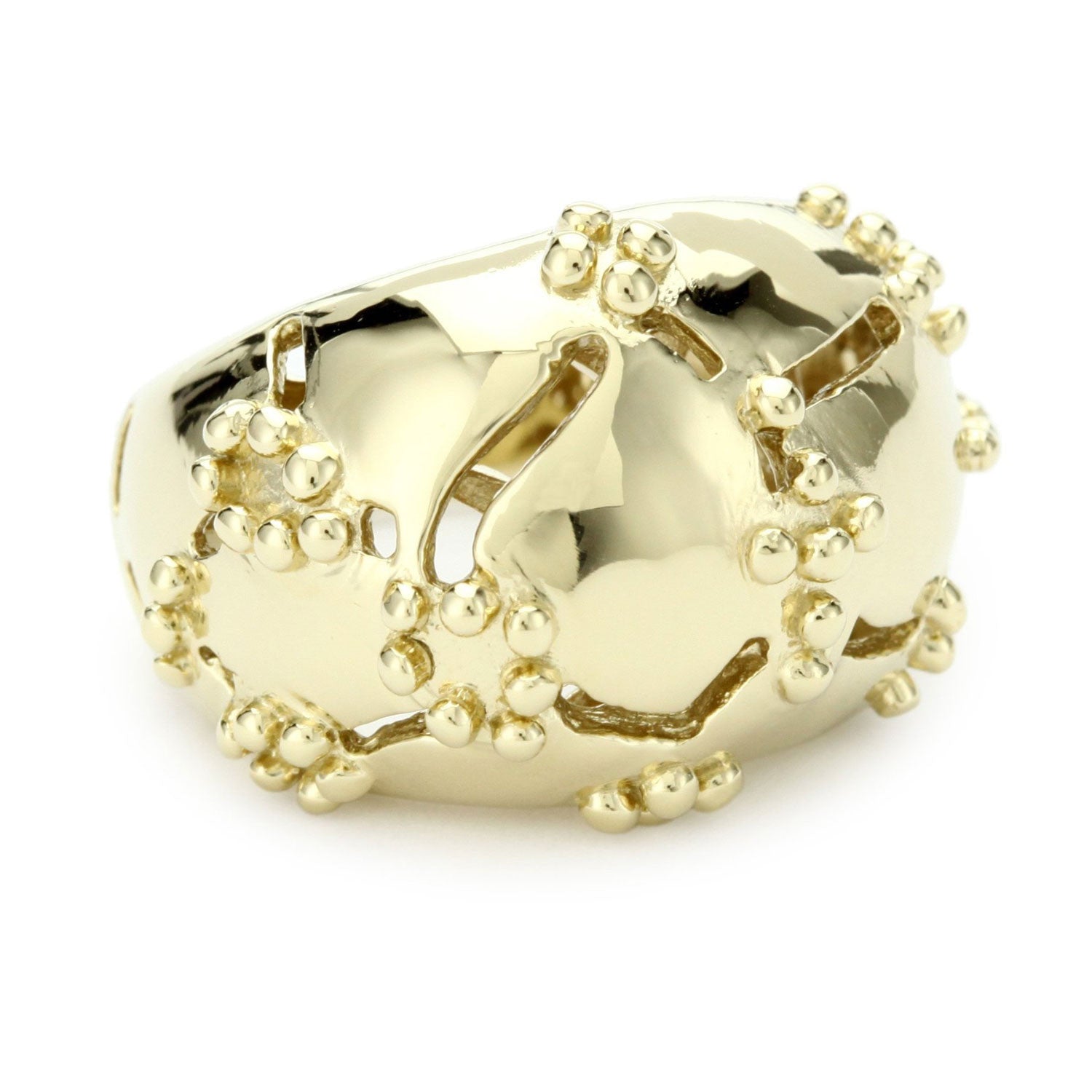 18K Yg Plated Sterling Silver, Dome Ring