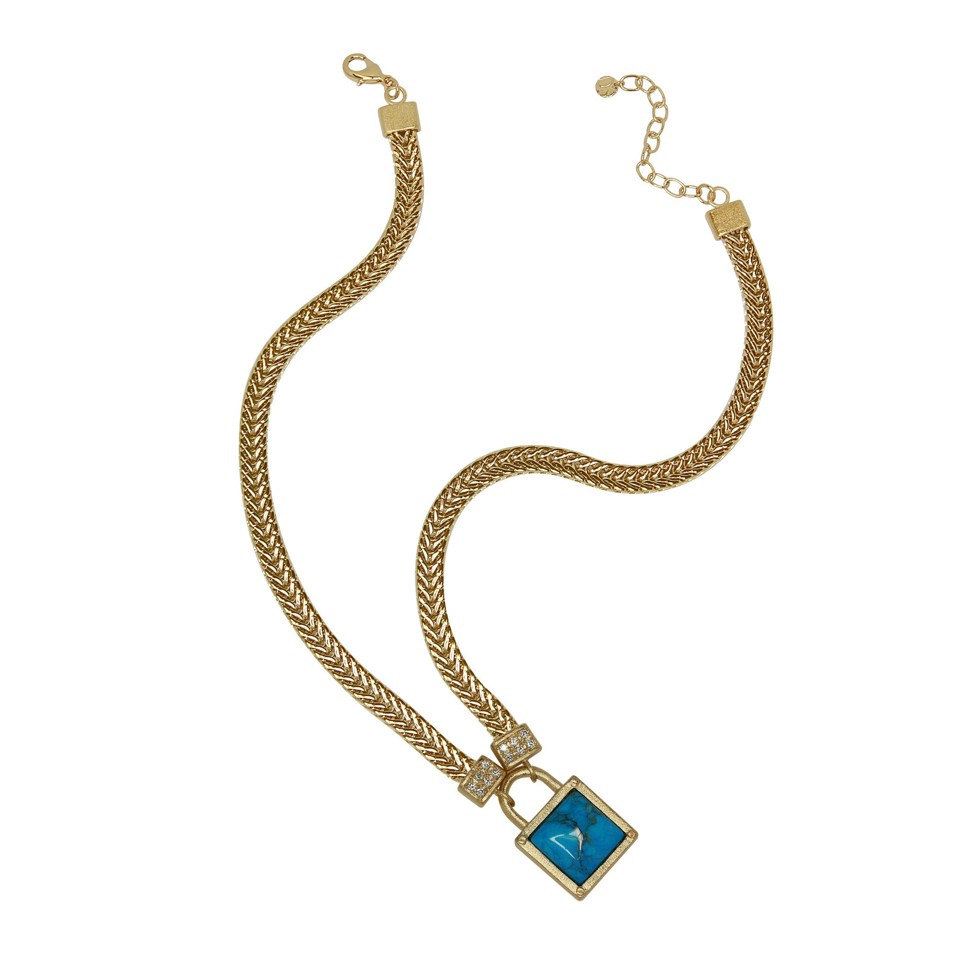 Turquoise Cabochon Padlock Necklace