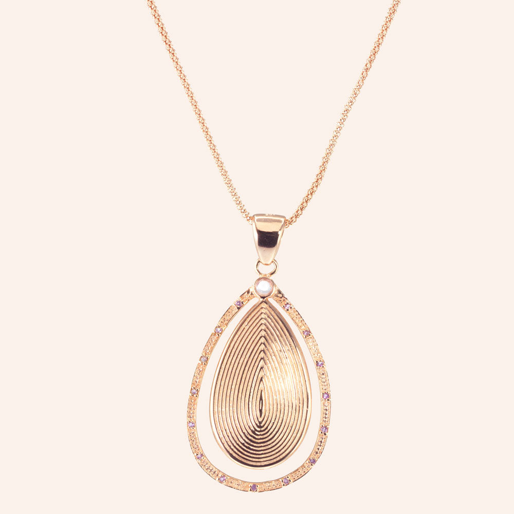 "Gypsy" Pave Round cut Teardrop Pendant Necklace