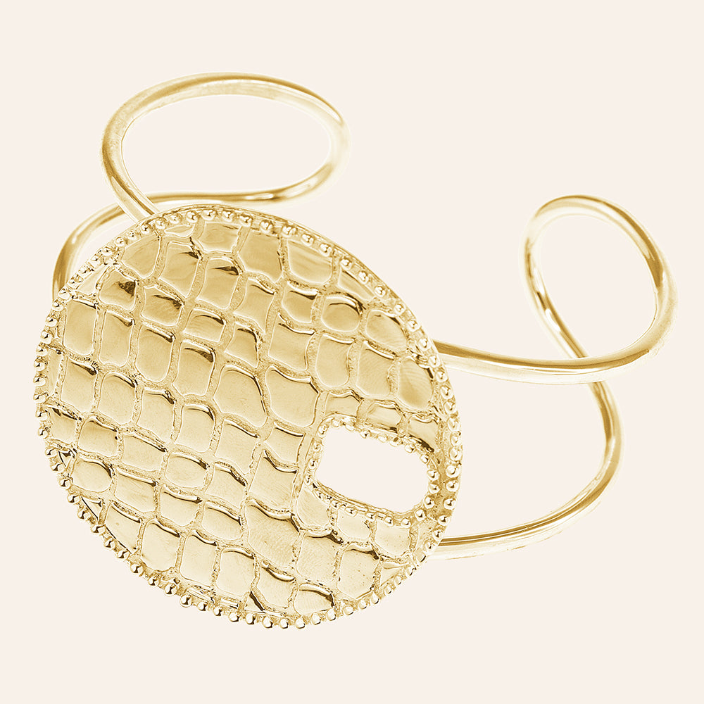 "Midnight Medallion" Sterling Silver High Polished Disc Cuff Bracelet