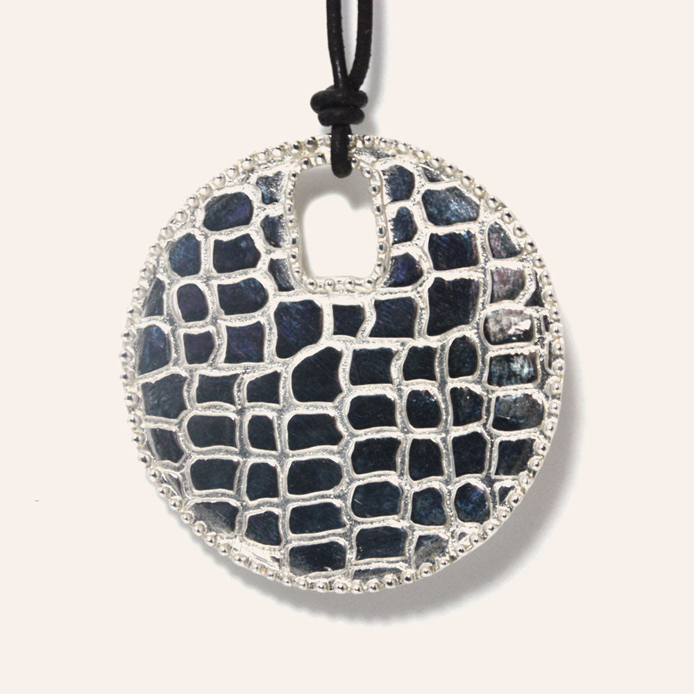 "Midnight Medallion" High Polished Disc Pendant Necklace