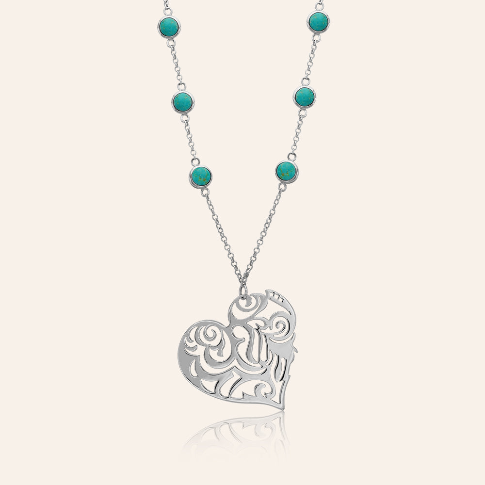 "Sacred Heart" Sterling Silver Heart Pendant Necklace