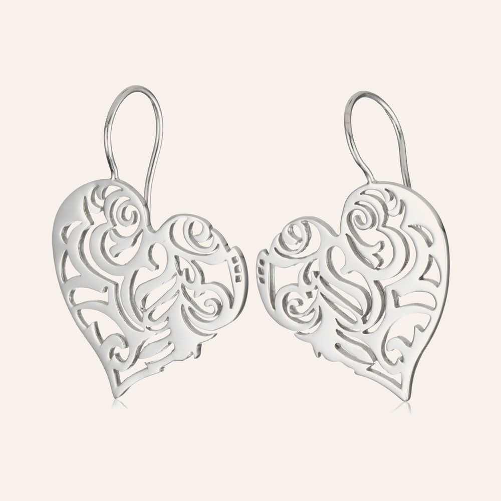 "Sacred Heart" High Polished Cut-out Heart Earrings