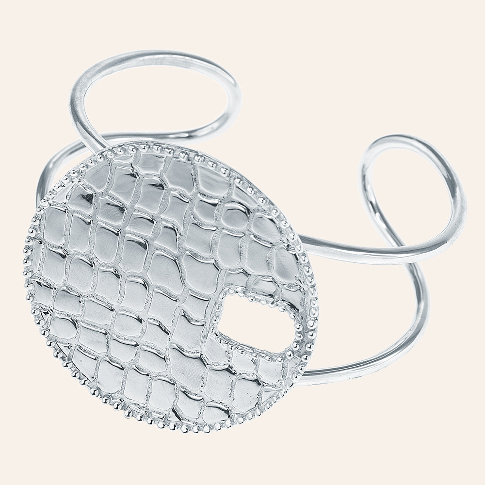 "Midnight Medallion" Sterling Silver High Polished Disc Cuff Bracelet