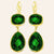 Faceted Green Crystals Statement Drop Earrings