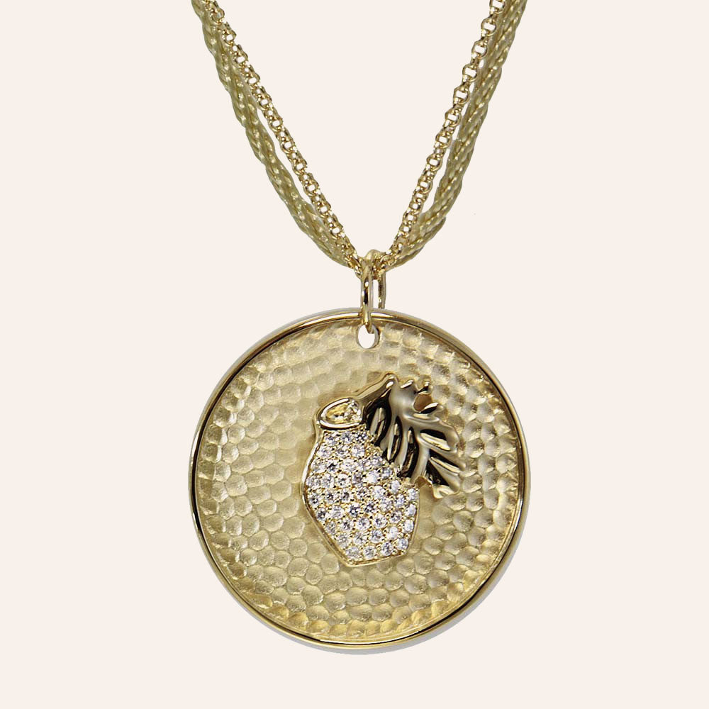 "Personalize Zodiac" Pave Zodiac Medallion Necklace