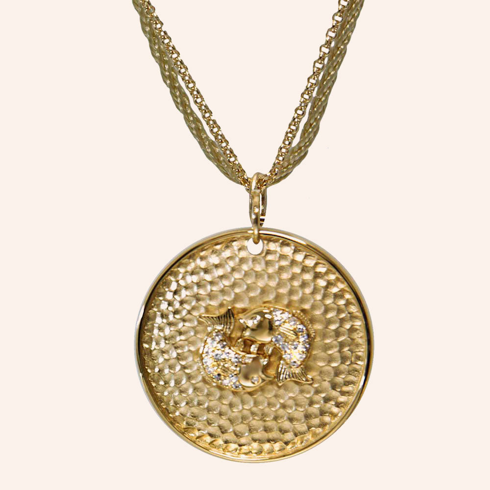 "Personalize Zodiac" Pave Zodiac Medallion Necklace