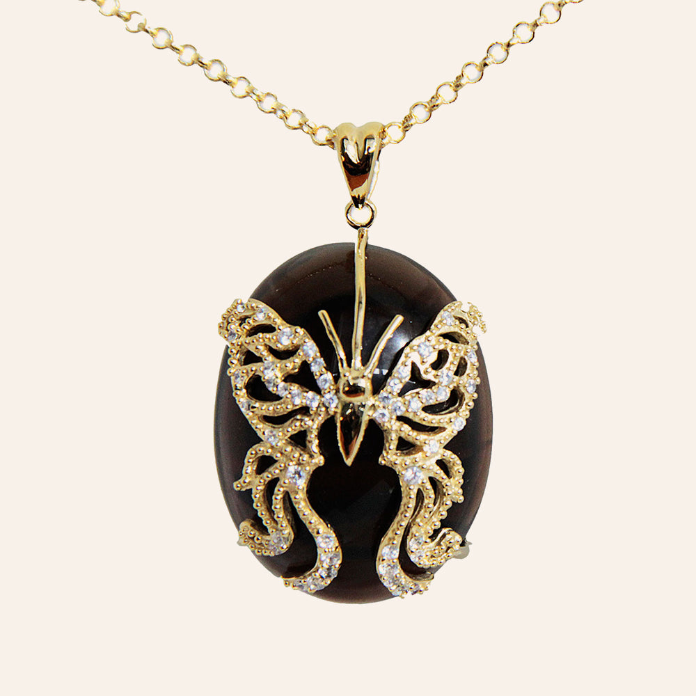 18K YG Plated "Amulet" Crystal Butterfly Necklace