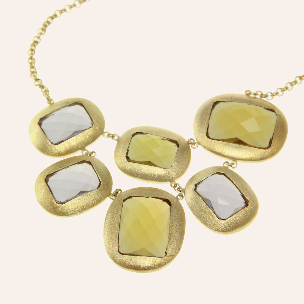 "Mosaic" Two Tone Crystal Bib Necklace