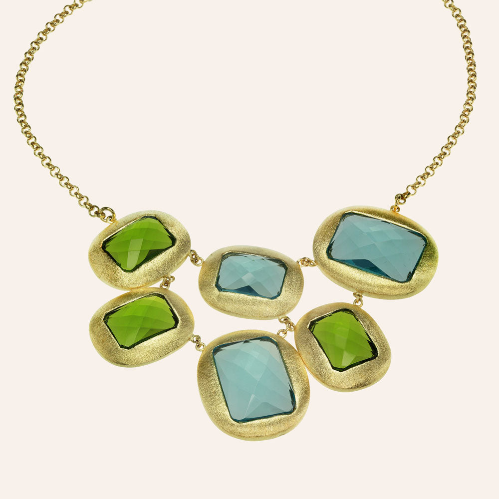 "Mosaic" Two Tone Crystal Bib Necklace