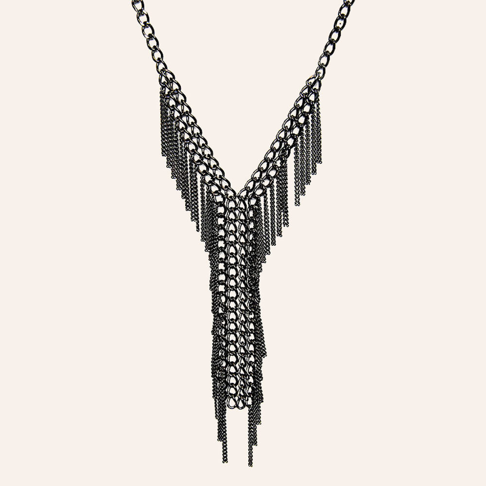 "Glam Tie" Curb Chain Tie Necklace