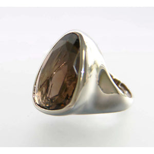 Glam Faceted Quartz Sterling Silver Organic Shape Adjustable Ring