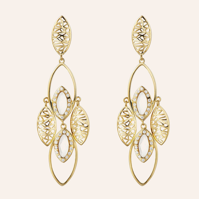 "Secret Maze" Bezel Set Chandelier Drop Earrings