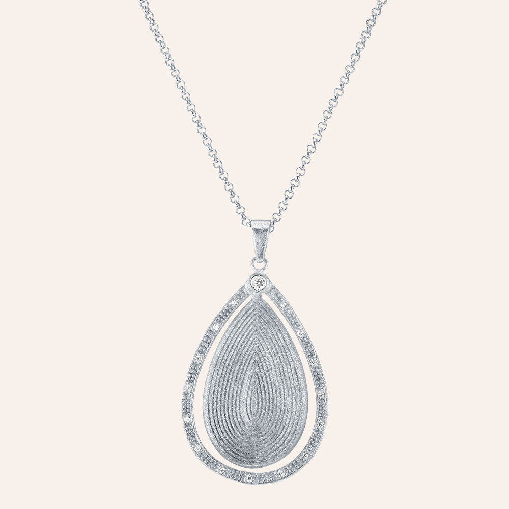 "Gypsy" Pave Round cut Teardrop Pendant Necklace