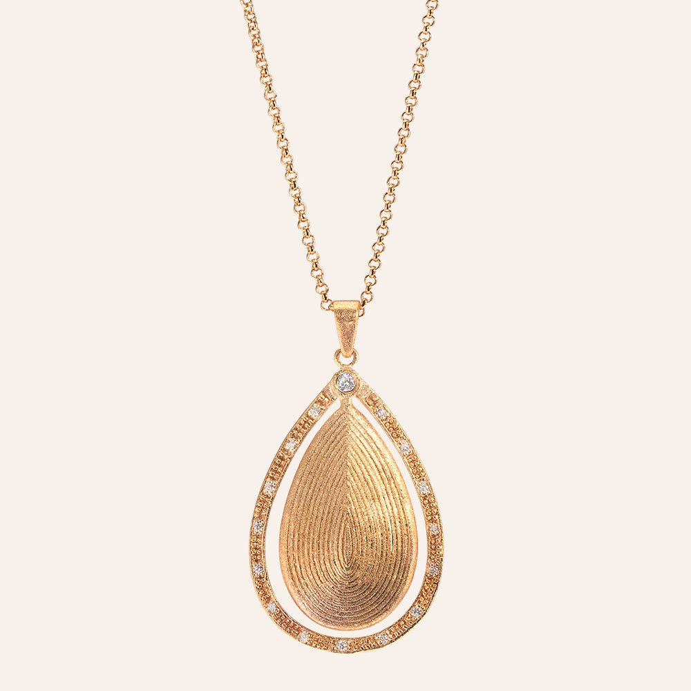 "Gypsy" Pave Round cut Teardrop Pendant Necklace