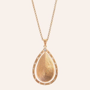 "Gypsy" Pave Round cut Teardrop Pendant Necklace