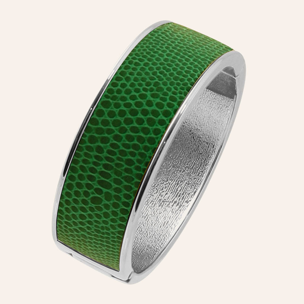 "Sabi Colori" Lizard Inlay Wide Hinge Bangle