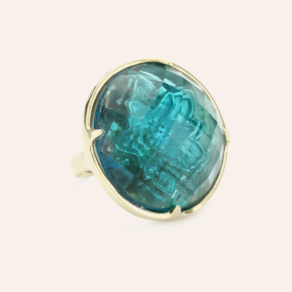 "Candy" Green Colored Stone Cocktail Ring