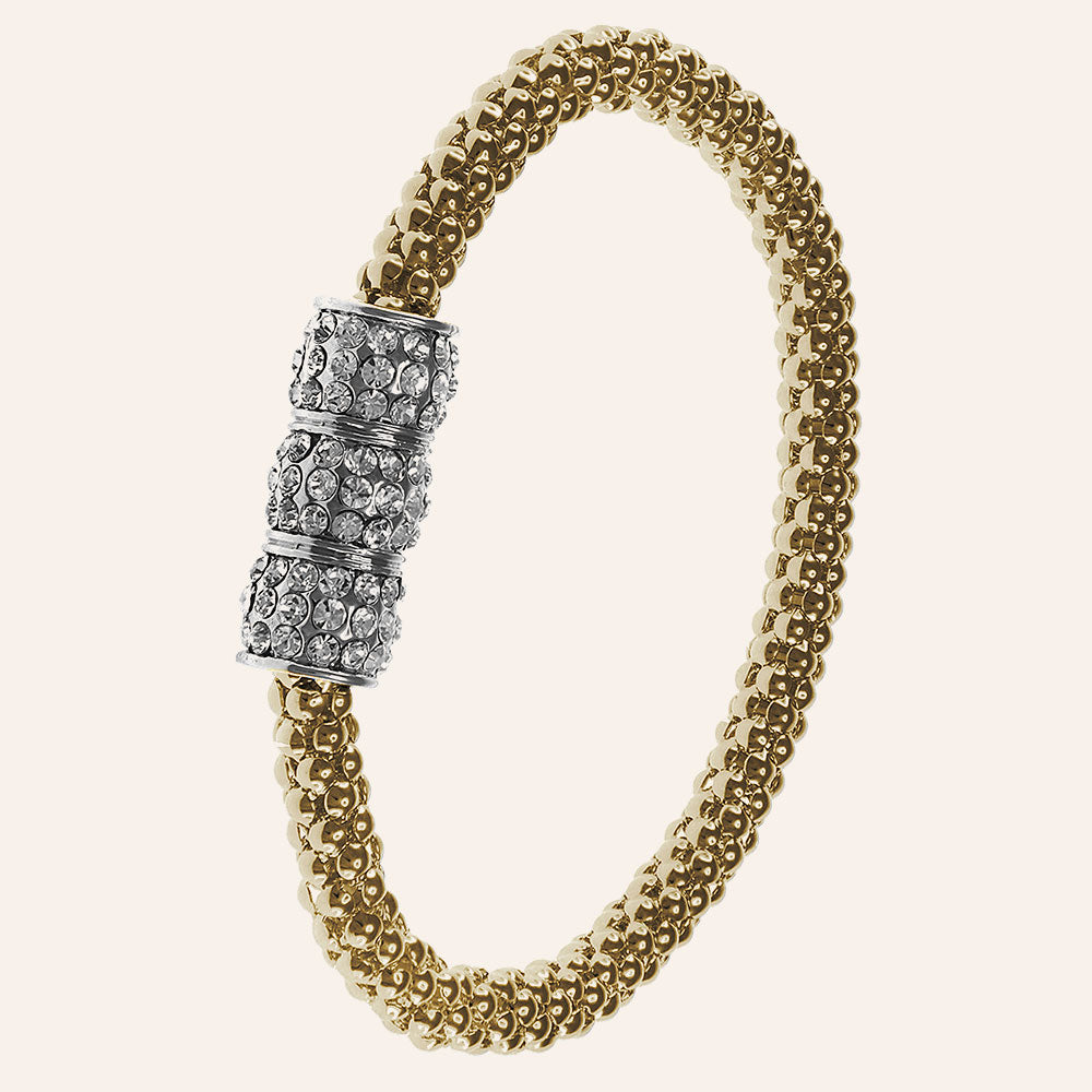 "Mid-Town Glow"  Crystal Embelished Stretch Mesh Bracelet