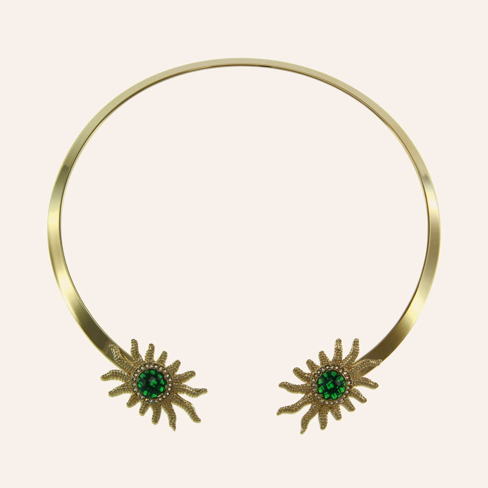 "Sole" Green Stone 16.5" Collar Necklace