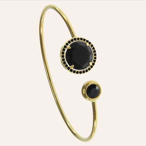 Faceted Crystal Pave Prong-Set CZ's Wire Cuff Bracelet