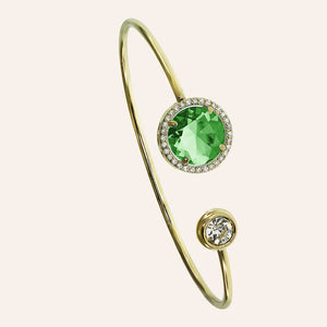 Faceted Crystal Pave Prong-Set CZ's Wire Cuff Bracelet
