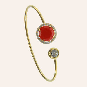Faceted Crystal Pave Prong-Set CZ's Wire Cuff Bracelet
