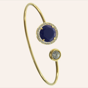 Faceted Crystal Pave Prong-Set CZ's Wire Cuff Bracelet