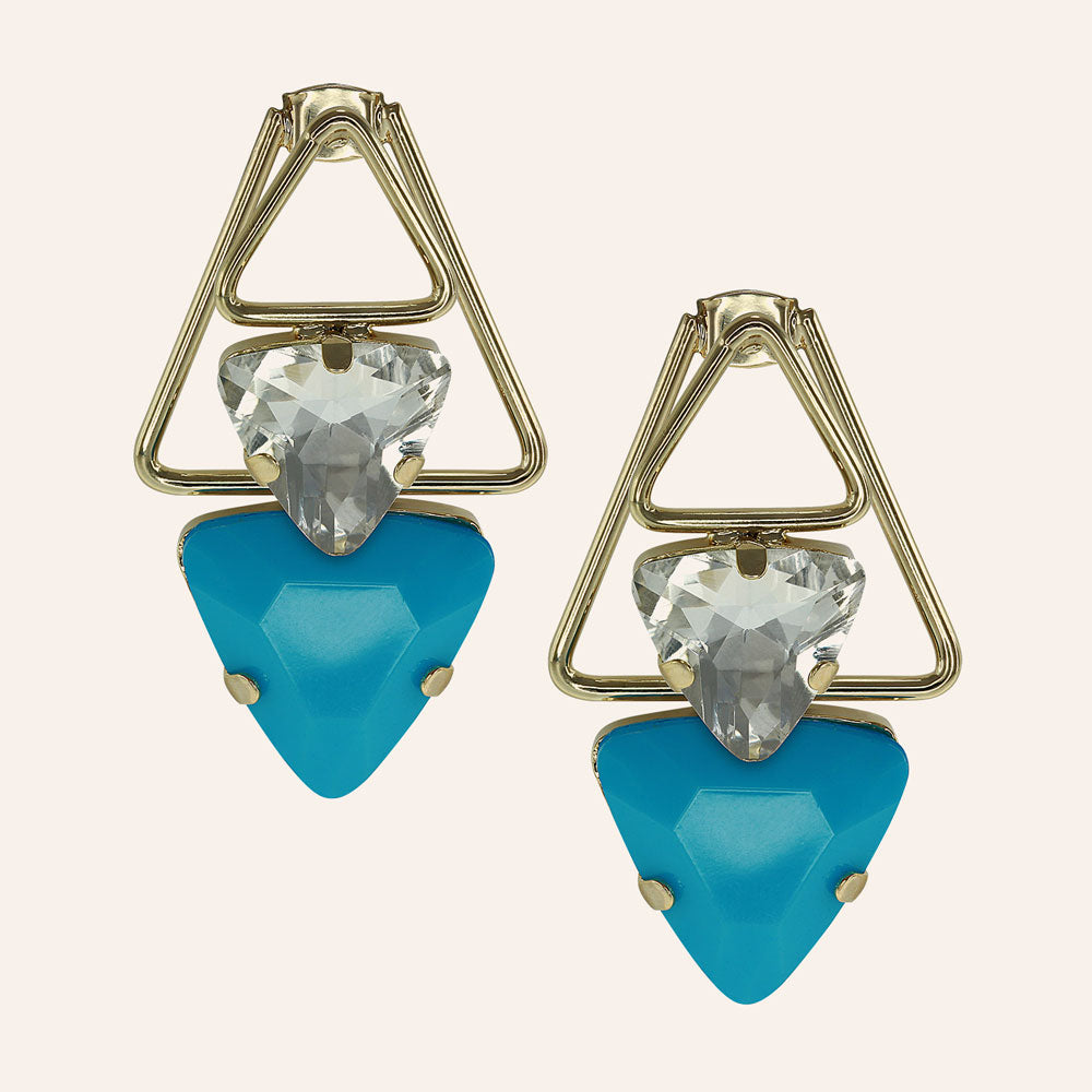 "Front and Back" Turquoise Triangular Shape Stud Earrings