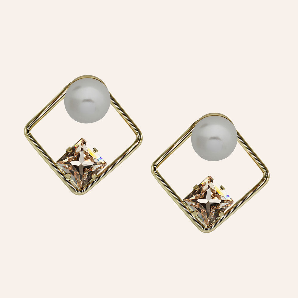 Glass Pearl Origami Crystals Earrings More Colors